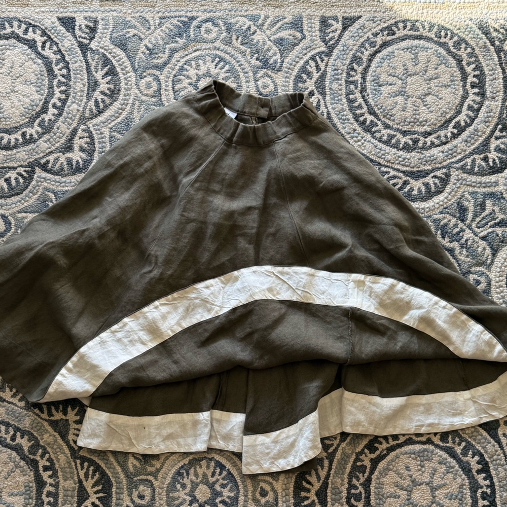 Son de Flor Olive Green Twill Linen Skirt - Picture 9 of 10